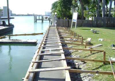 seawall under construction at residence